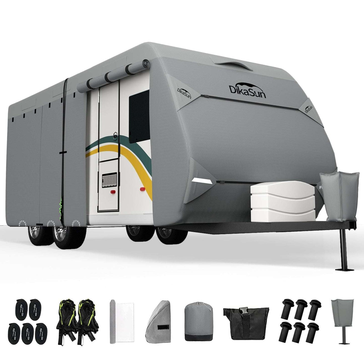DikaSun 7 Layers Top Travel Trailer RV Cover Windproof Waterproof UV Protection