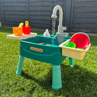 Kids Role Play Kitchen Sink Toy Set with Water Circulation & Accessories
