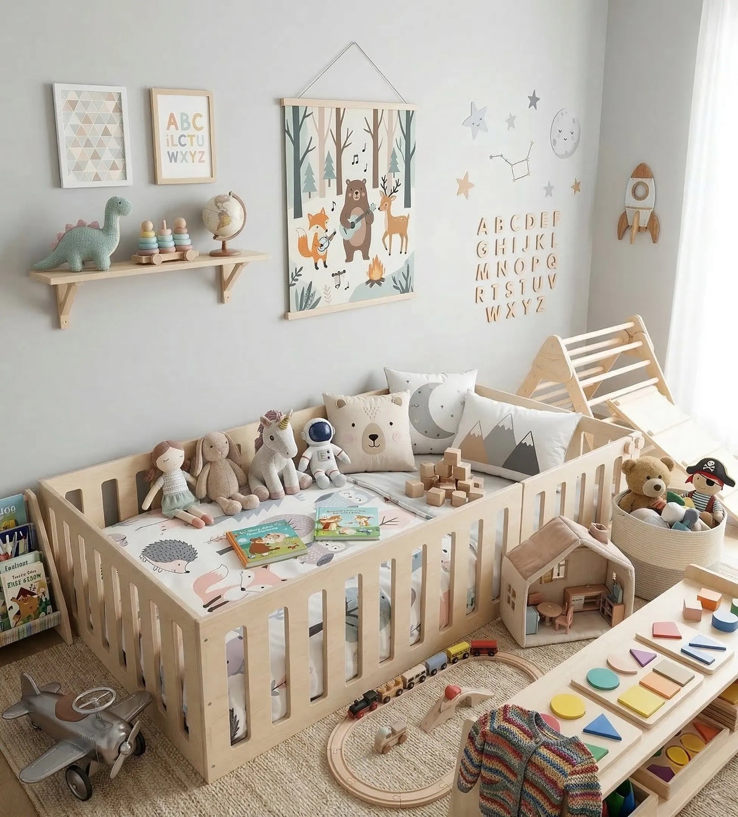 AVA Floor Bed with 21" Sides – Montessori Wooden Bed Frame | Bush Acres