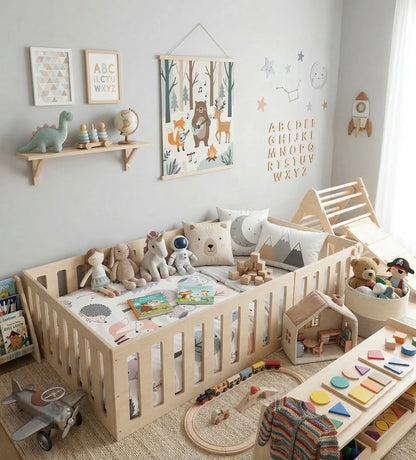 AVA Floor Bed with 21" Sides – Montessori Wooden Bed Frame | Bush Acres