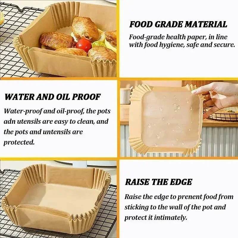 Accessoires en papier pour friteuse à air chaud, papier de cuisson jetable antiadhésif pour friteuse à air chaud, papier parchemin pour four à convection