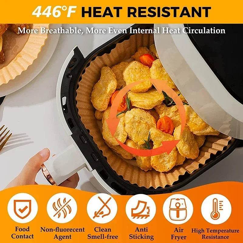 Accessoires en papier pour friteuse à air chaud, papier de cuisson jetable antiadhésif pour friteuse à air chaud, papier parchemin pour four à convection