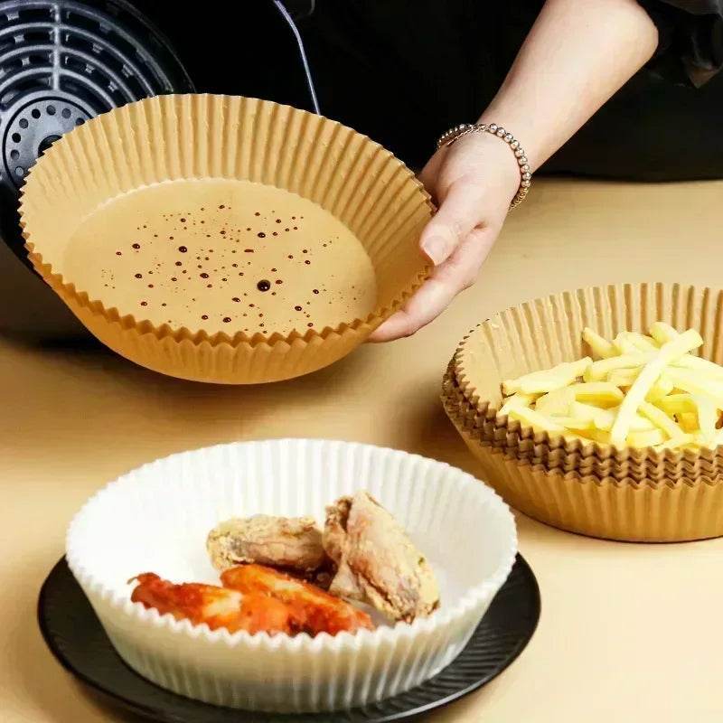 Accessoires en papier pour friteuse à air chaud, papier de cuisson jetable antiadhésif pour friteuse à air chaud, papier parchemin pour four à convection