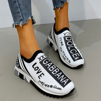 Chaussures Femme à Chaussettes Tricotées Respirantes Chaussures de Sport pour Couple