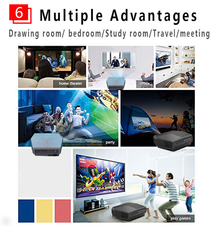 Mini vidéoprojecteur portable 1080P HD pour la maison, connexion vocale WiFi sans fil pour téléphone portable