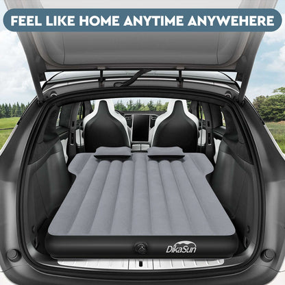 Tesla Model Y Mattress: Inflatable Camping Bed Air Mattress for Model Y, Thickened Travel SUV Sleeping Pad with Car Air Pump 2 Pillows,Grey