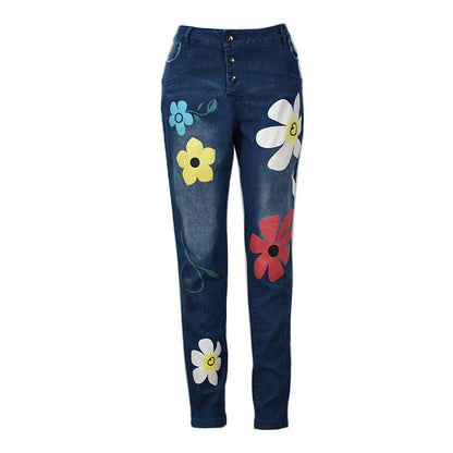 Pantalon en jean imprimé
