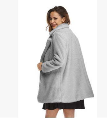 Women's Faux Fur Coat – Long Sleeve Warm Thick Jacket