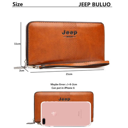 JEEP BULUO célèbre marque long portefeuille hommes portefeuilles sac grande capacité sacs à main pochette pour homme en cuir PU mode JEEPA210