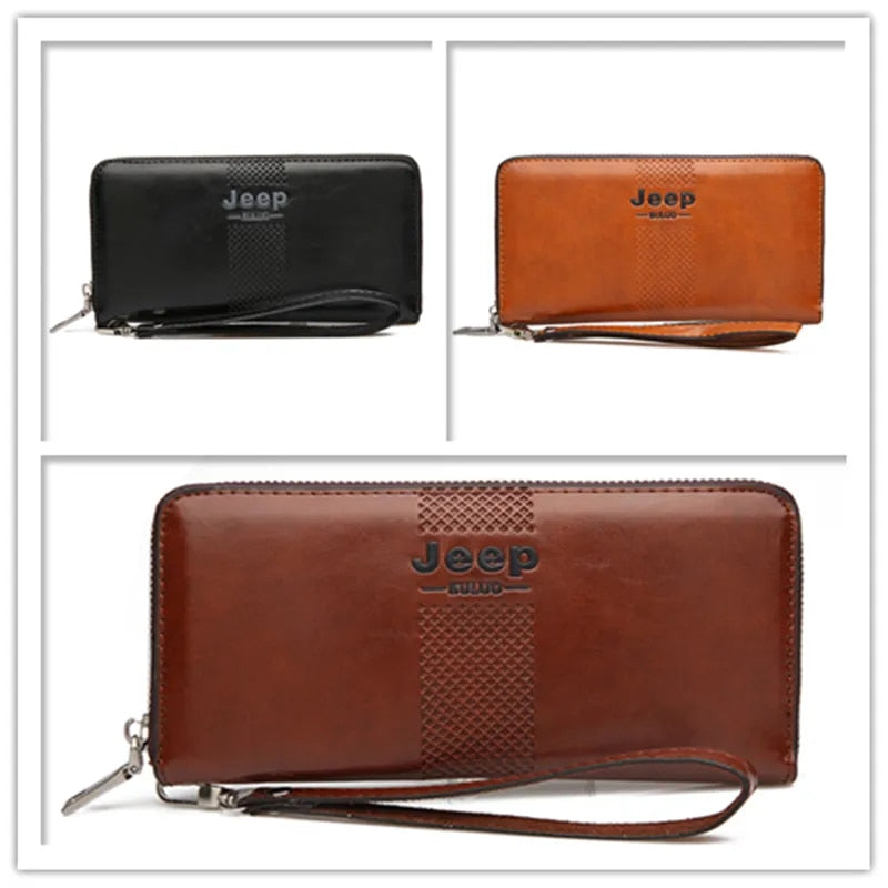 JEEP BULUO célèbre marque long portefeuille hommes portefeuilles sac grande capacité sacs à main pochette pour homme en cuir PU mode JEEPA210