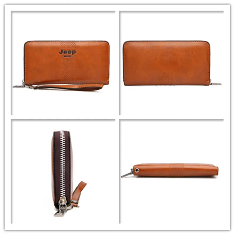 JEEP BULUO célèbre marque long portefeuille hommes portefeuilles sac grande capacité sacs à main pochette pour homme en cuir PU mode JEEPA210
