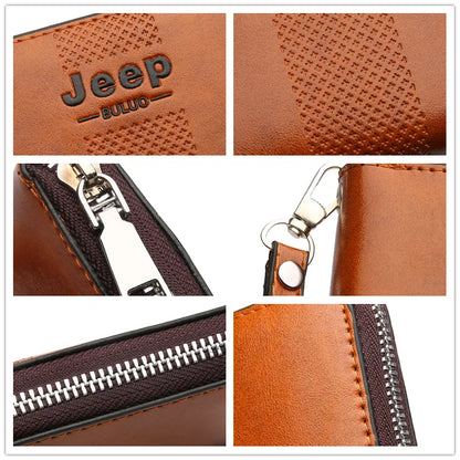 JEEP BULUO célèbre marque long portefeuille hommes portefeuilles sac grande capacité sacs à main pochette pour homme en cuir PU mode JEEPA210