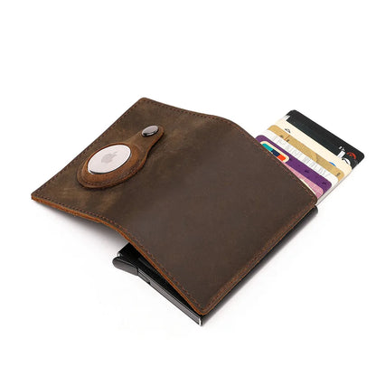 Portefeuilles en cuir véritable pour étui Apple Airtag, porte-cartes multiples pour hommes, porte-cartes de crédit, portefeuilles vintage avec pinces à billets