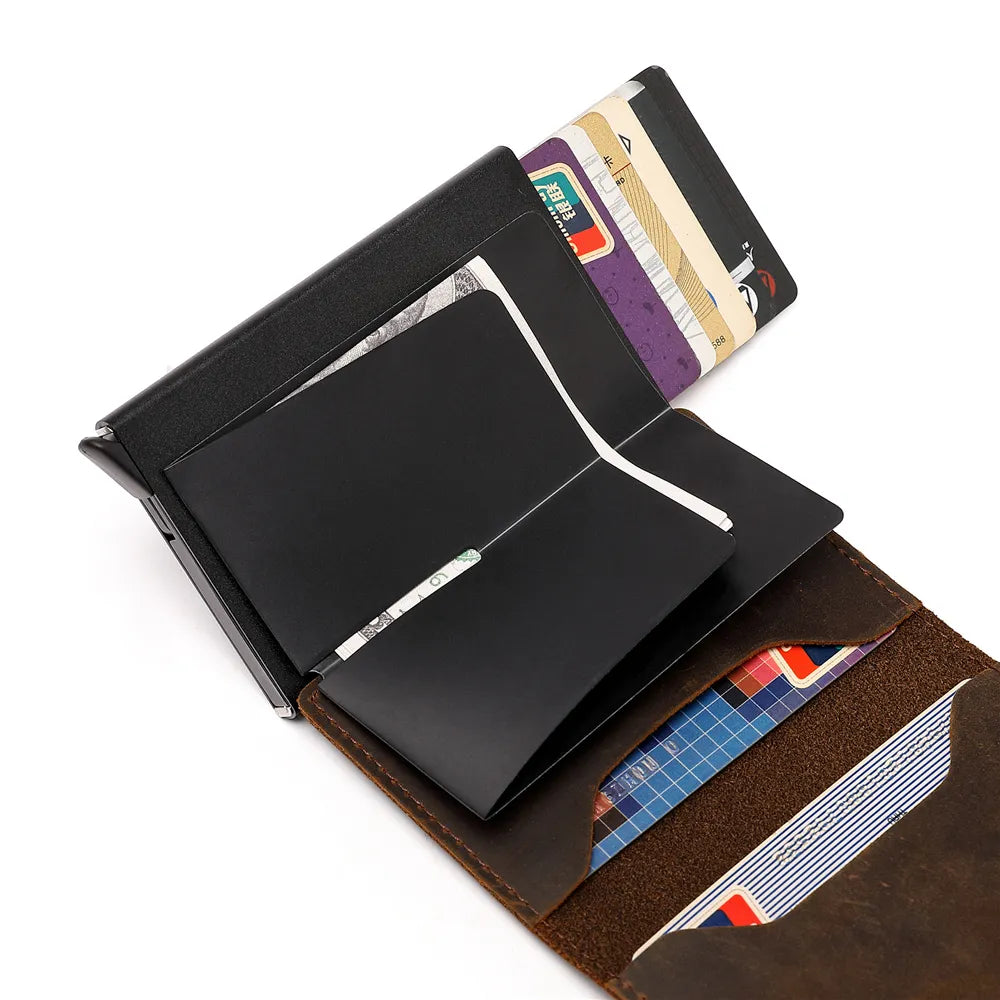 Portefeuilles en cuir véritable pour étui Apple Airtag, porte-cartes multiples pour hommes, porte-cartes de crédit, portefeuilles vintage avec pinces à billets