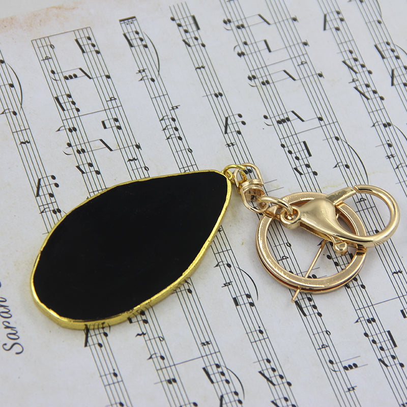 Natural Agate Stone Key Pendant – Gold Electroplated Charm | 7 Colors