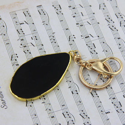 Natural Agate Stone Key Pendant – Gold Electroplated Charm | 7 Colors