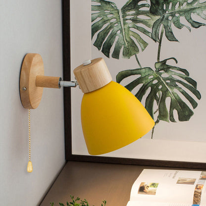 Modern Minimalist Wooden Cone Wall Sconce LED E27 Wall Light