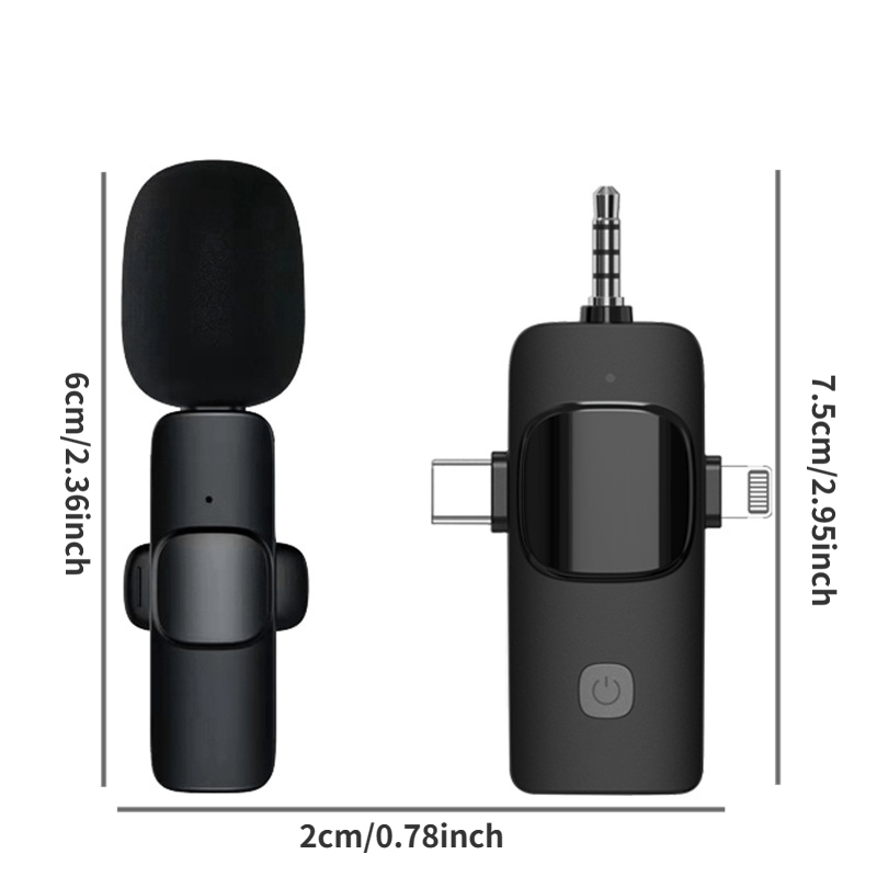 Microphone-cravate sans fil pour iPhone - Téléphone Android Appareil photo Ordinateur portable Double microphone-cravate sans fil - Latence ultra-faible 2,4 G, filaire, Plug & Play, réduction du bruit