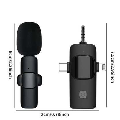Microphone-cravate sans fil pour iPhone - Téléphone Android Appareil photo Ordinateur portable Double microphone-cravate sans fil - Latence ultra-faible 2,4 G, filaire, Plug & Play, réduction du bruit
