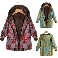 Veste à capuche grande taille à imprimé floral rétro
