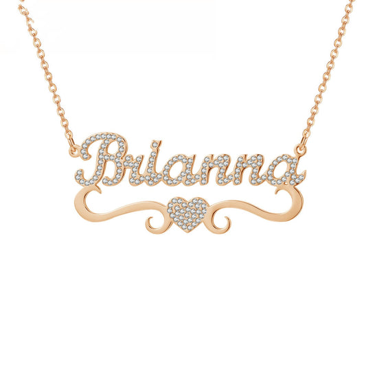 Collar con nombre personalizado Corazón y Mariposas con circonitas heladas
