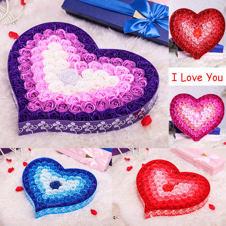 Gradient LED Heart-Shaped Soap Rose Gift Box – Romantic Flower Gift for Valentine's Day, Birthdays & Special Occasions
