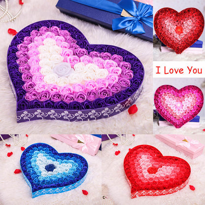 Gradient LED Heart-Shaped Soap Rose Gift Box – Romantic Flower Gift for Valentine's Day, Birthdays & Special Occasions