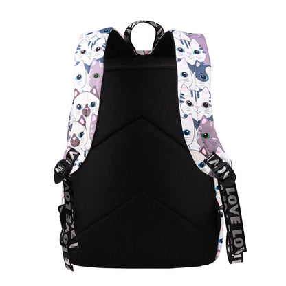 Cartoon Big Head Cat Print Backpack