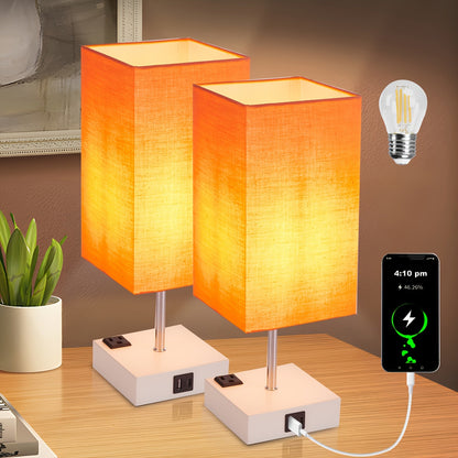 LumaTouch | Touch Table Lamp with USB Outlet and Fabric Shade Bedside Decor