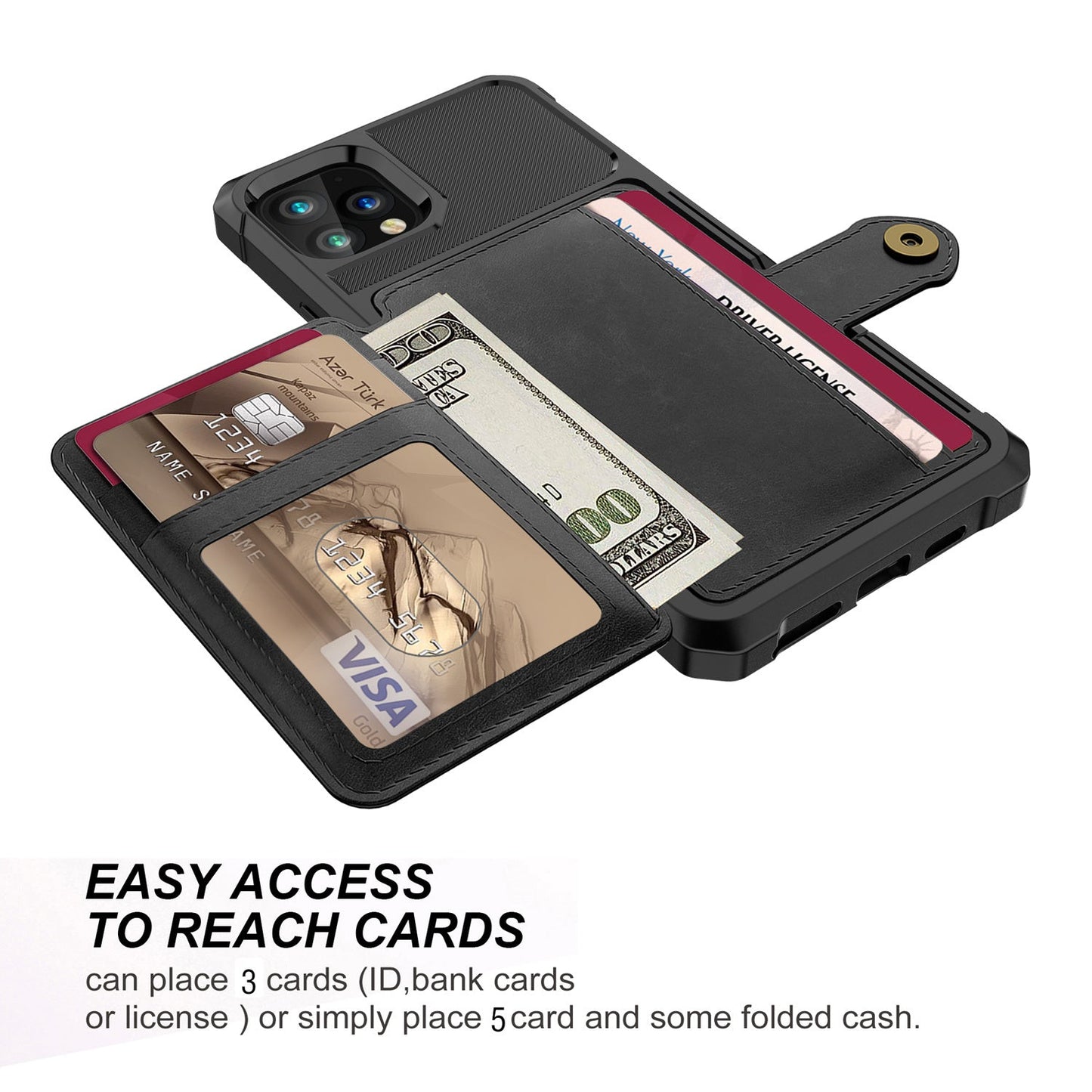 Faux Leather Card Wallet iPhone Case – Business Slim Back Cover | iPhone X–13