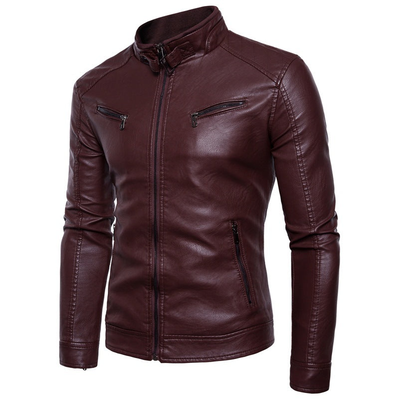 Blouson en cuir pour homme grande taille, épais et doublé de velours