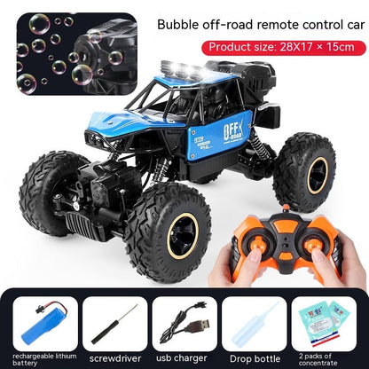 Alloy Four-wheel Drive Off-road Vehicle Remote Control Car Bubble Machine Toy Car