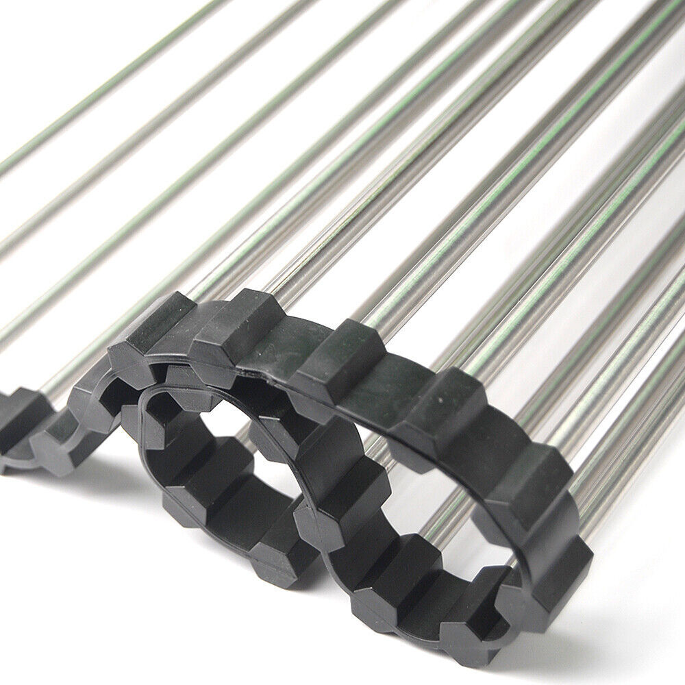 Roll-Up Dish Drying Rack – Stainless Steel Sink Drainer Mat