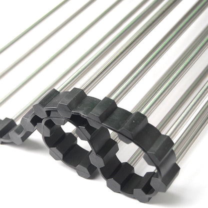 Roll-Up Dish Drying Rack – Stainless Steel Sink Drainer Mat
