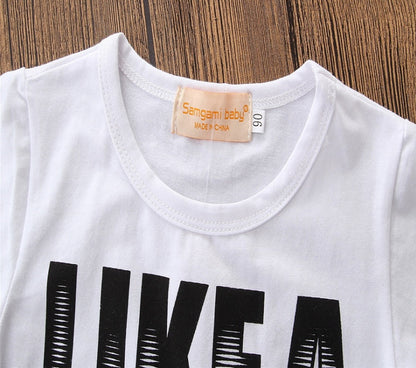 Boys Short Sleeve Letter Apparel
