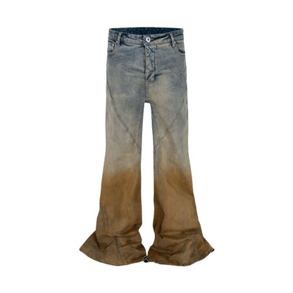 Men's Gradient Trousers Wide Leg Distressed Casual Jeans