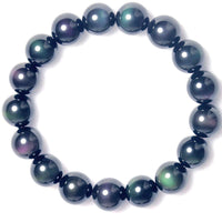 Pulsera de obsidiana ojo de arcoíris púrpura y verde