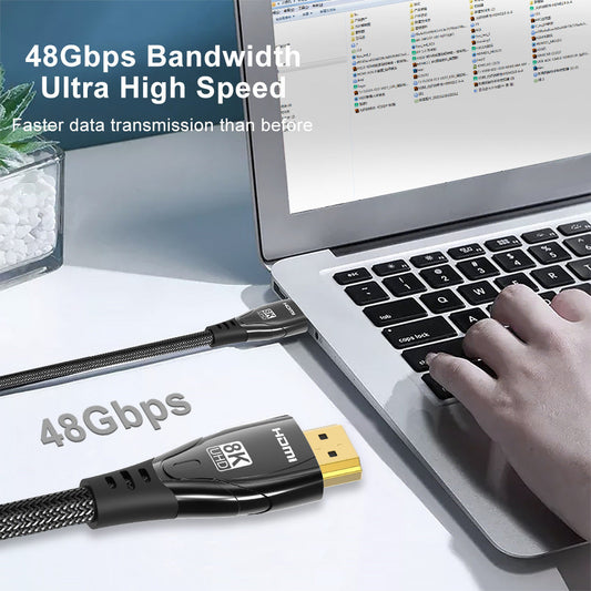 Câble HDMI 8K HD 2.1 pour Ordinateur, Portable, Moniteur, Téléviseur et Décodeur