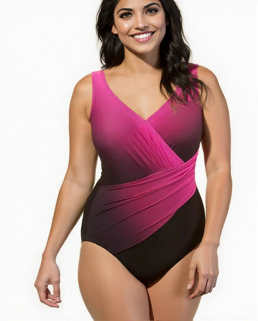 Nouveau maillot de bain violet et noir Jupe taille haute femme grande taille