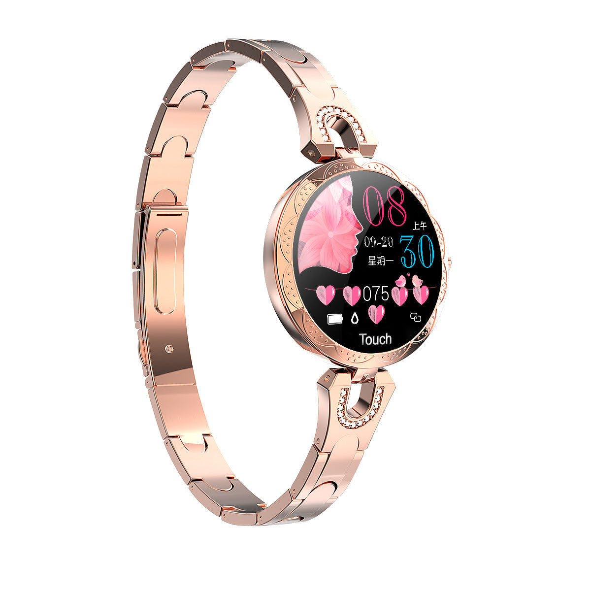 Montre intelligente de mode pour femmes Dispositif portable étanche Moniteur de fréquence cardiaque Montre intelligente de sport pour femmes Mesdames