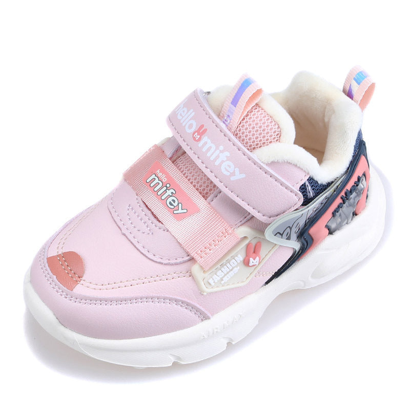 Chaussures de sport chaudes en coton à fibres courtes, chaussures fonctionnelles matelassées pour bébé