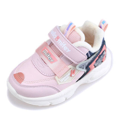 Chaussures de sport chaudes en coton à fibres courtes, chaussures fonctionnelles matelassées pour bébé