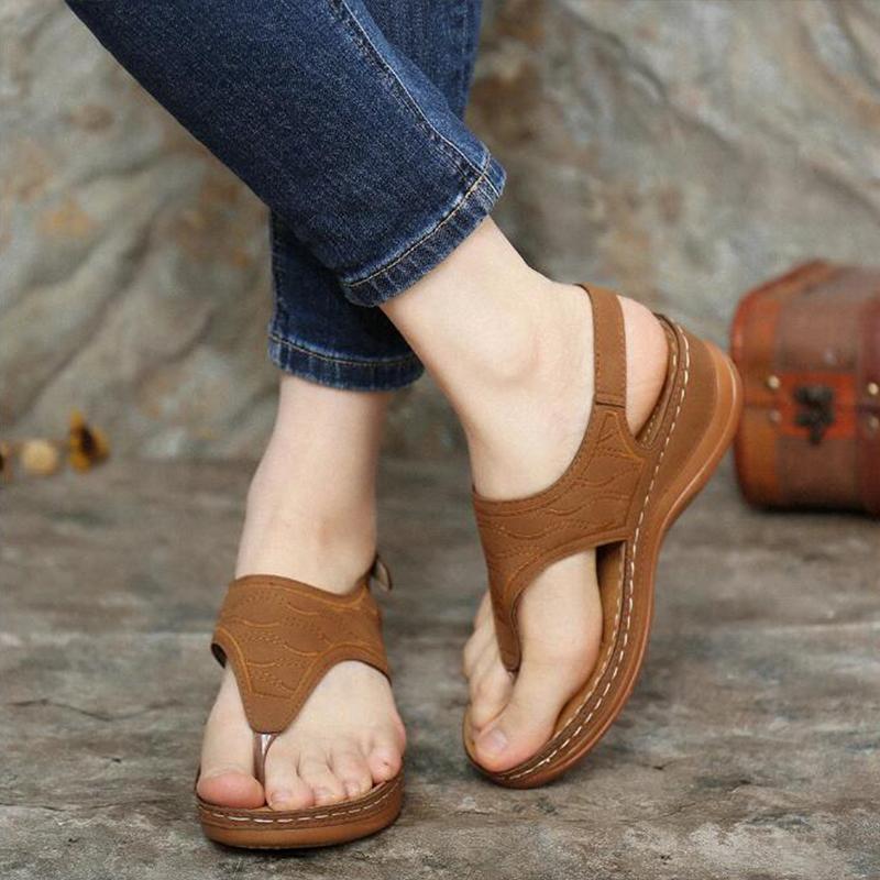 Chaussures d'été Sandales romaines rétro à clip pour femmes avec boucle à la cheville