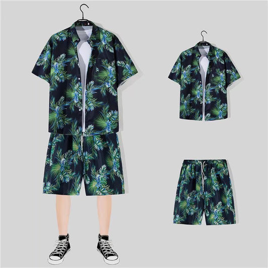 Men's Shorts Shirt Trendy Summer Loose Casual Two-piece Suit