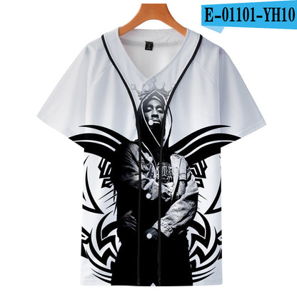 Uniforme de baseball fin imprimé en 3D couleur de Tupac Shakur