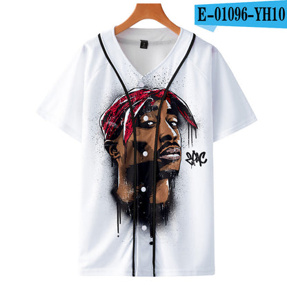 Uniforme de baseball fin imprimé en 3D couleur de Tupac Shakur