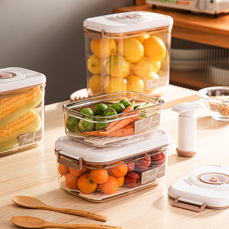 Caja de vacío para alimentos – Contenedor hermético transparente para almacenar alimentos frescos y organizar la cocina