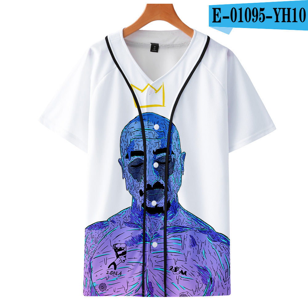 Uniforme de baseball fin imprimé en 3D couleur de Tupac Shakur