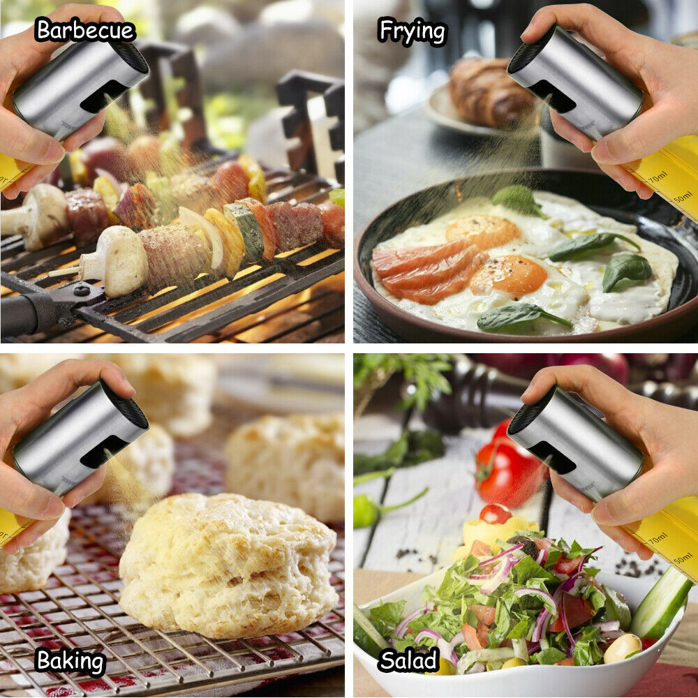 2 flacons pulvérisateurs d'huile en acier inoxydable, ustensile de cuisine, vaporisateur de précision, Royaume-Uni