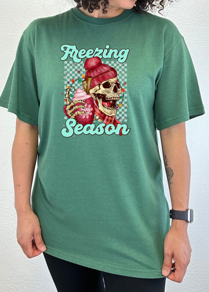 T-shirt graphique unisexe à manches courtes en bambou-viscose/coton biologique Freezing Season
